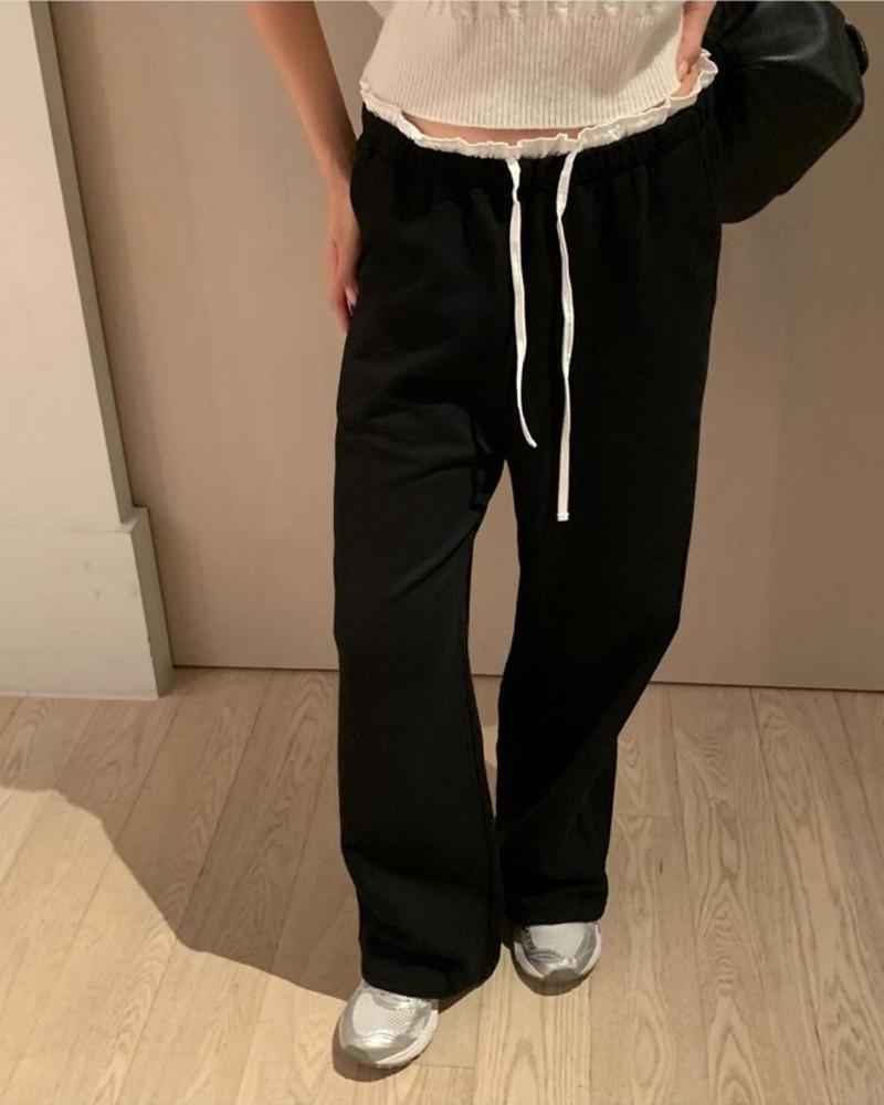 (회검당일) 포스터 라이트 조거 팬츠 (3color) 배색 와이드 여자 조거팬츠