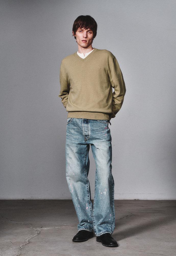Cashmere V-Neck Knit_Matcha