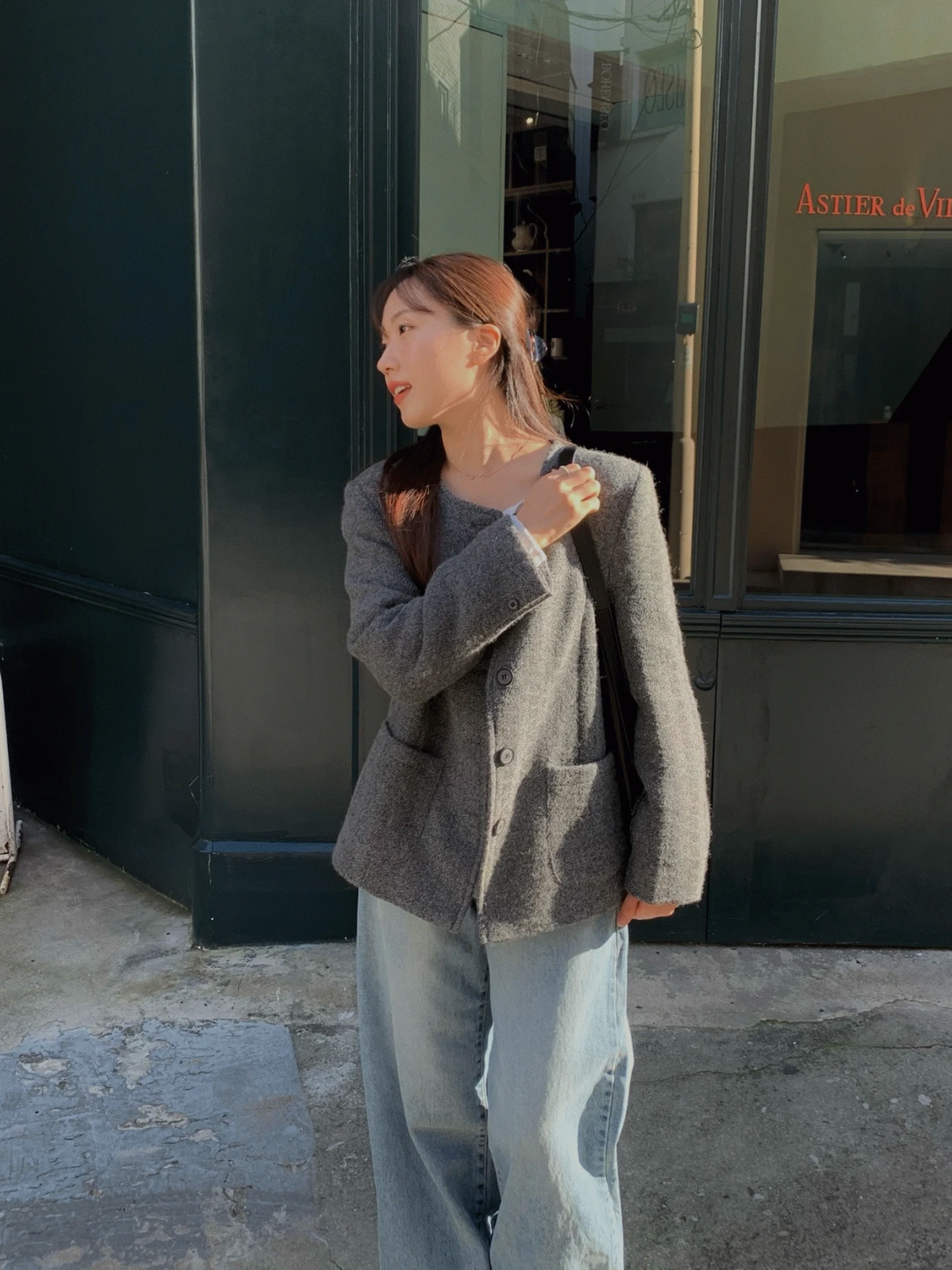 리버 울 트위드 자켓