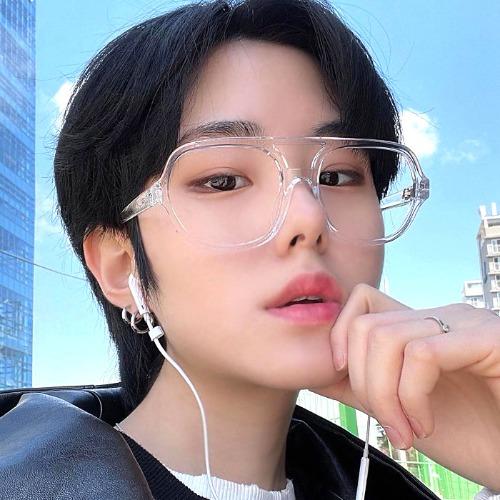 [GKF-0047]오버사이즈 투브릿지 보잉 투명 뿔테 안경테