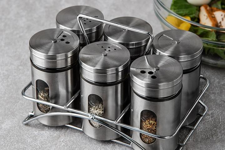 스텐 양념통 6종세트(손잡이거치대 포함)