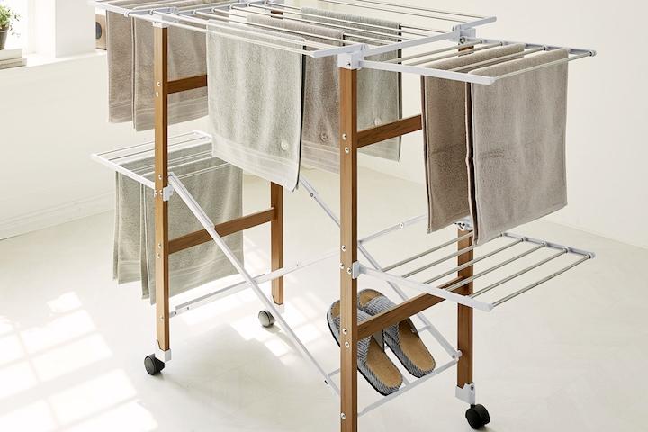 북유럽 우드 접이식 빨래건조대 튼튼한 고급소재 대형 홀직