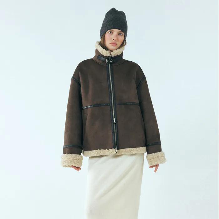 Lined Suede Mustang Coat, Charcoal