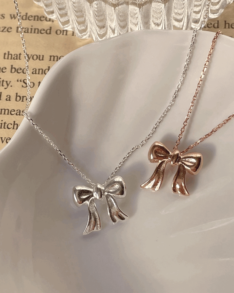 [92.5silver] made 디테일 리본 목걸이 (2color)