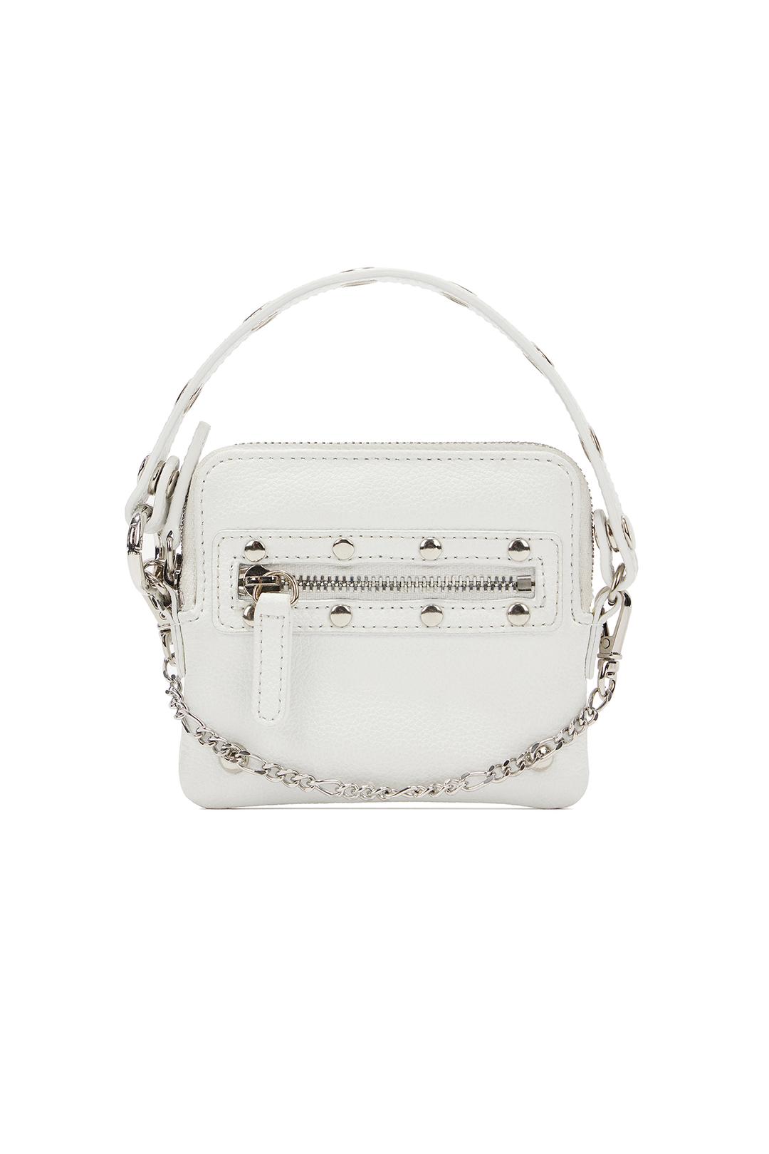 DEINET STUD CROSS CHAIN WALLET IN WHITE