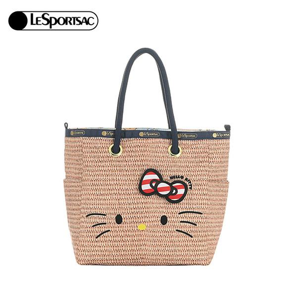 레스포삭 헬로키티 썸머컬렉션 라탄 경량 방수 리버시블 미니 토트백 L280 양면사용 나일론