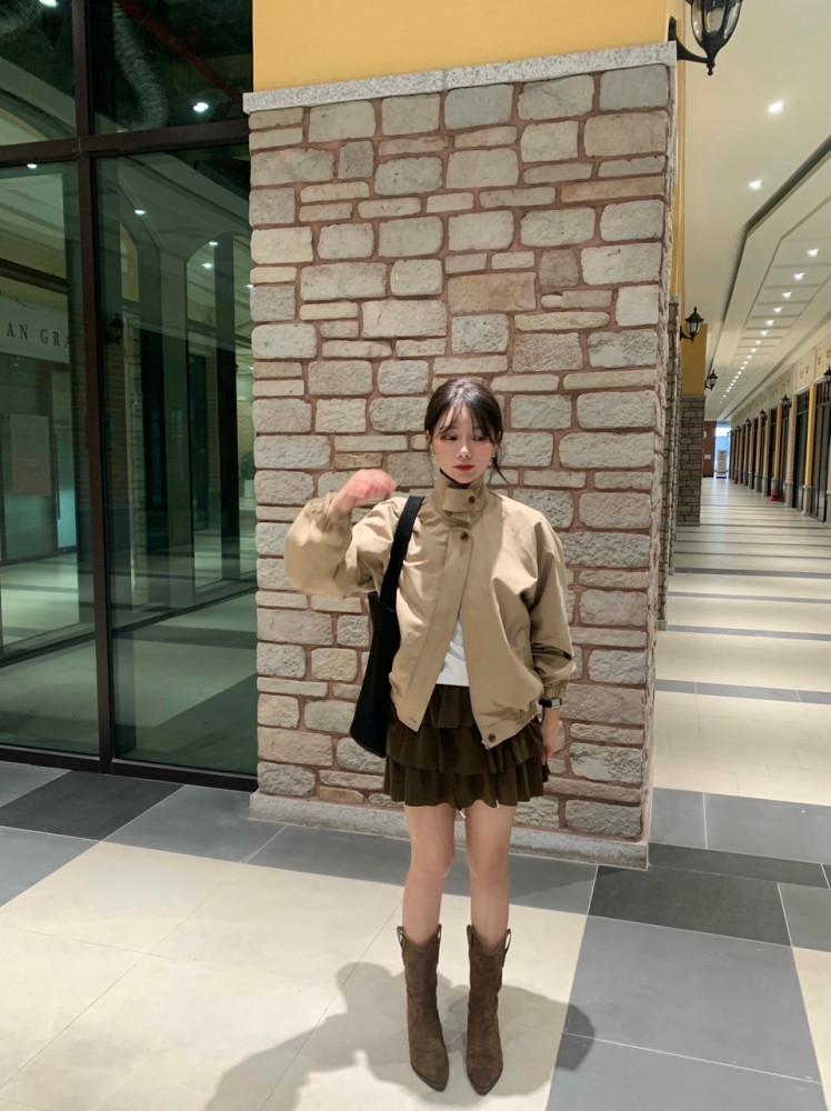 (무료배송) 하이퀄리티 탄탄 하이넥 베이지 트렌치 블루종 점퍼