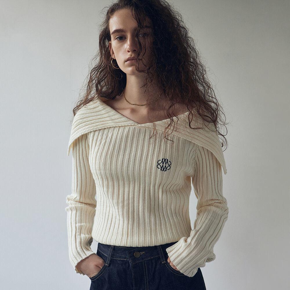 NICOLE SAILOR OFF SHOULDER KNIT_CREAM