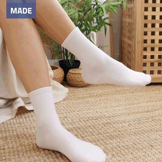 [🌈빠른출발/자체제작💜] 5/10켤레 밴딩 중목 양말 무지양말 삭스 학생양말 교복양말 하얀양말 흰양말 검정양말 기본양말 면양말 양말세트