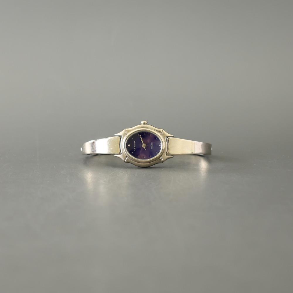 Geometric dark navy bangle metal watch