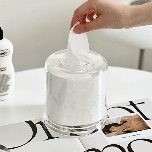 투명 원형 휴지케이스 두루마리 티슈 보관함 케이스 아크릴 심플 깔끔 정리 화장대 데스크 인테리어 감성 티슈케이스 롤휴지 보관