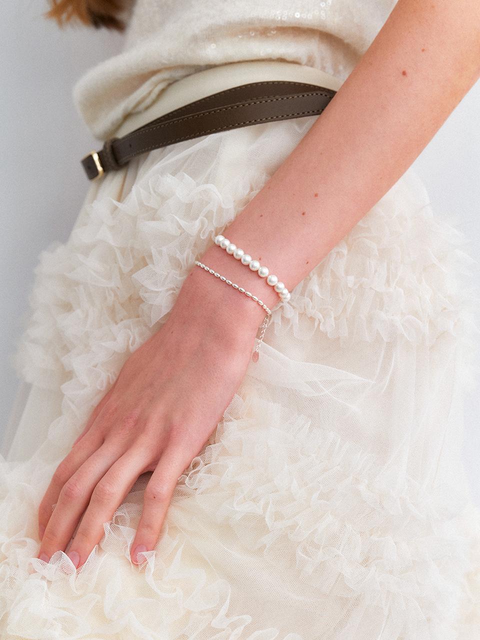 오블라 (SILVER 925) bold chain pearl point bracelet JB001