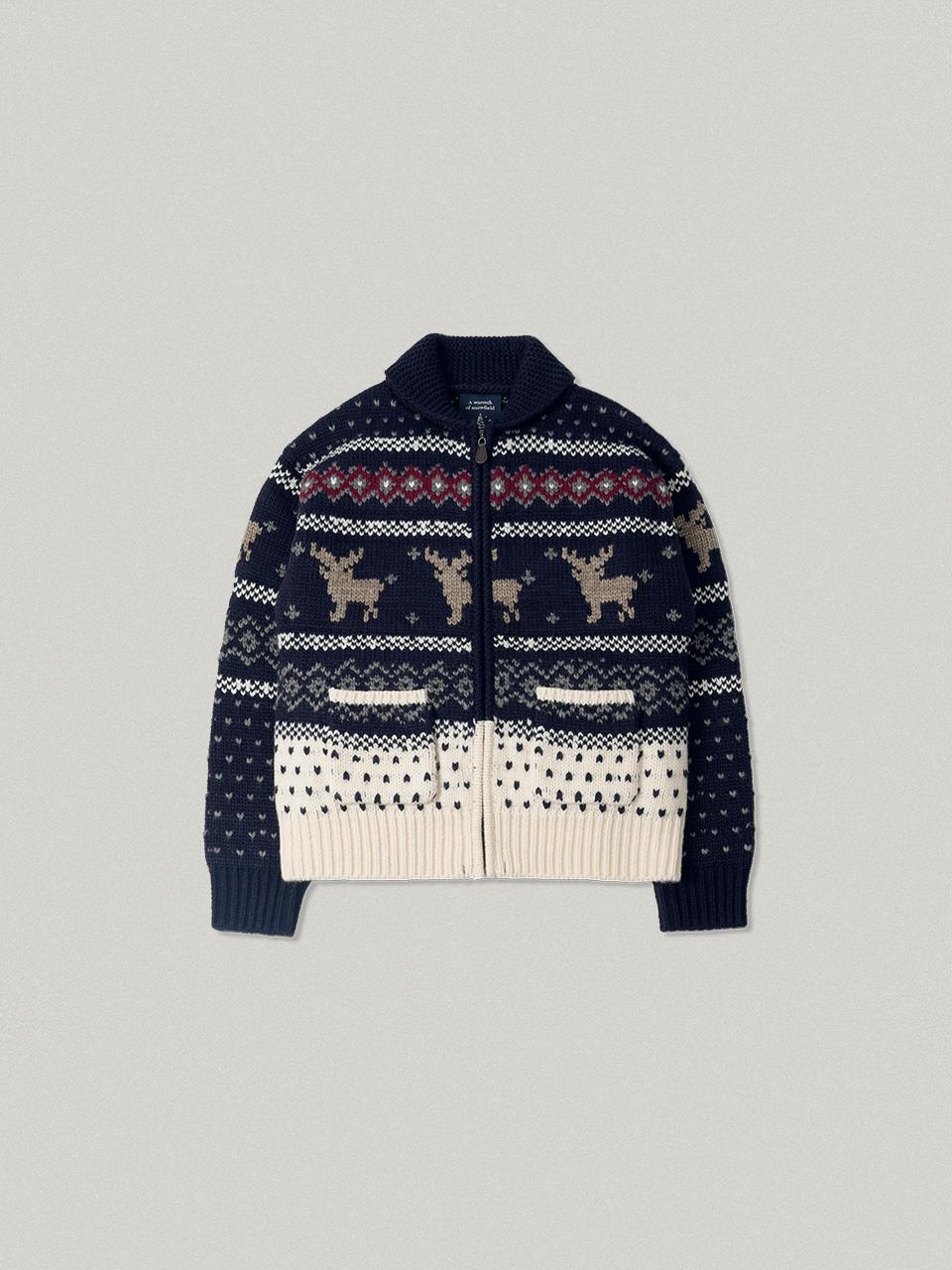 Cowichan Collar Zip Up - Navy코위찬 카라 집업