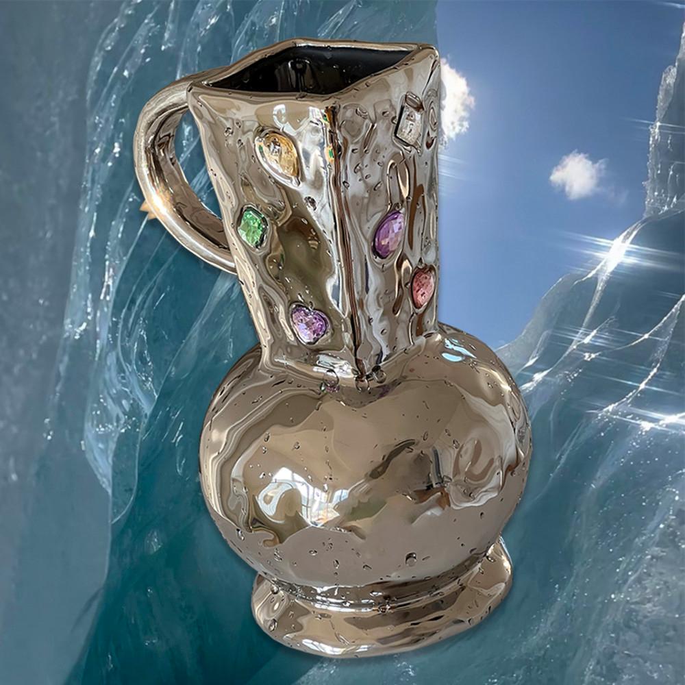 수심 Silver Gems Vase 실버 보석 꽃병 큐빅 화병 유니크 키치 선물 꽃꽂이