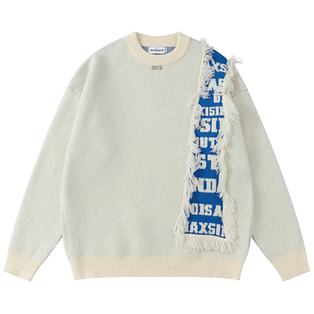 Fringe Accent Varsity Sweater