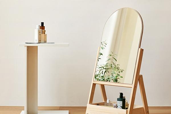마틸다A 아치형 좌식 거울 수납 화장대
