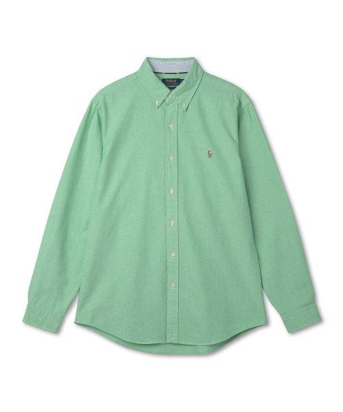 커스텀핏 가먼트 다이 옥스포드 셔츠 - 그린