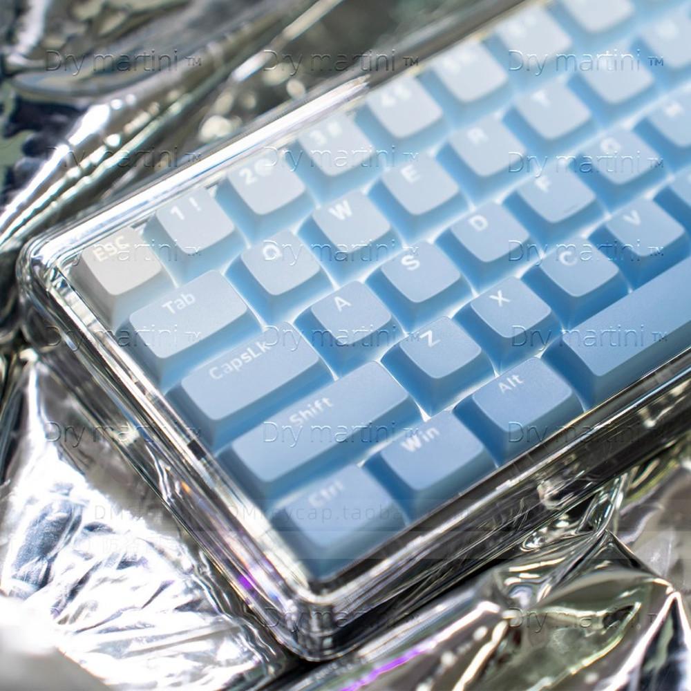 그라데이션 블루 키보드 USB 무선 투명 파스텔컬러 바다 감성