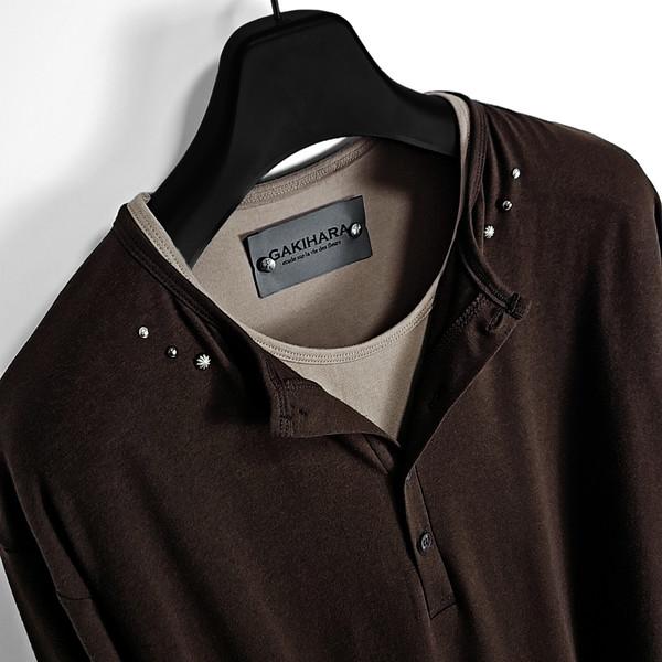 Ayne western layered henryneck long sleeves (brown)