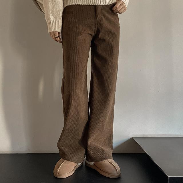 [히터바지/3단기장/융기모]코듀로이 와이드 팬츠