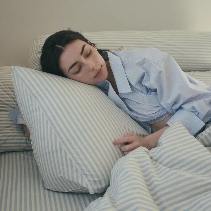 베이직 스트라이프 순면 삼각 등쿠션 커버 3colors