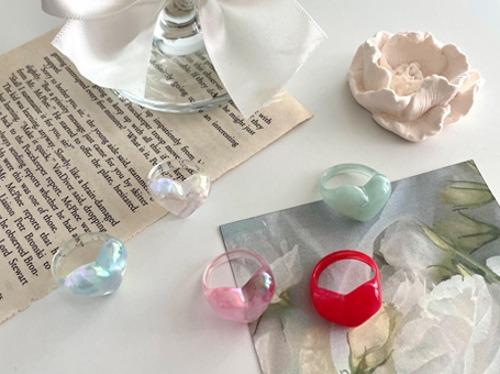 유기견 유기묘 후원 기부 반지 - ﻿아크릴 하트 마블 반지