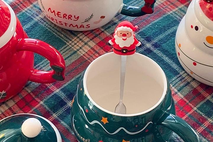 크리스마스 머그컵 티스푼 세트 홈파티 홈카페 머그잔 크리스마스선물 집들이 4type