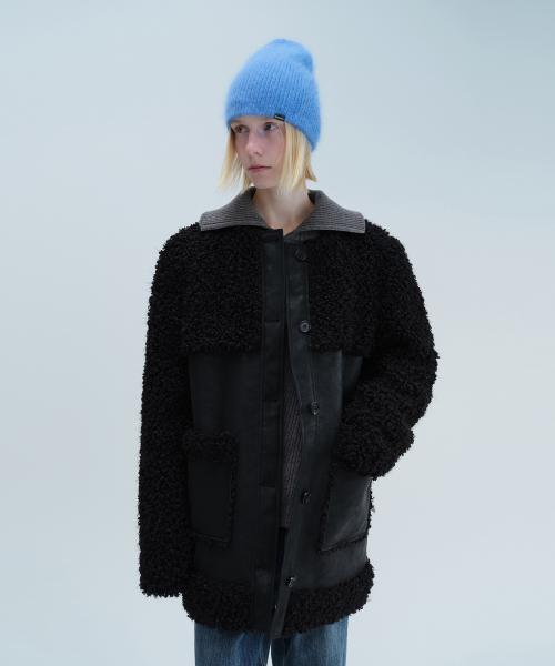 FUR SHEARLING COAT (black)
