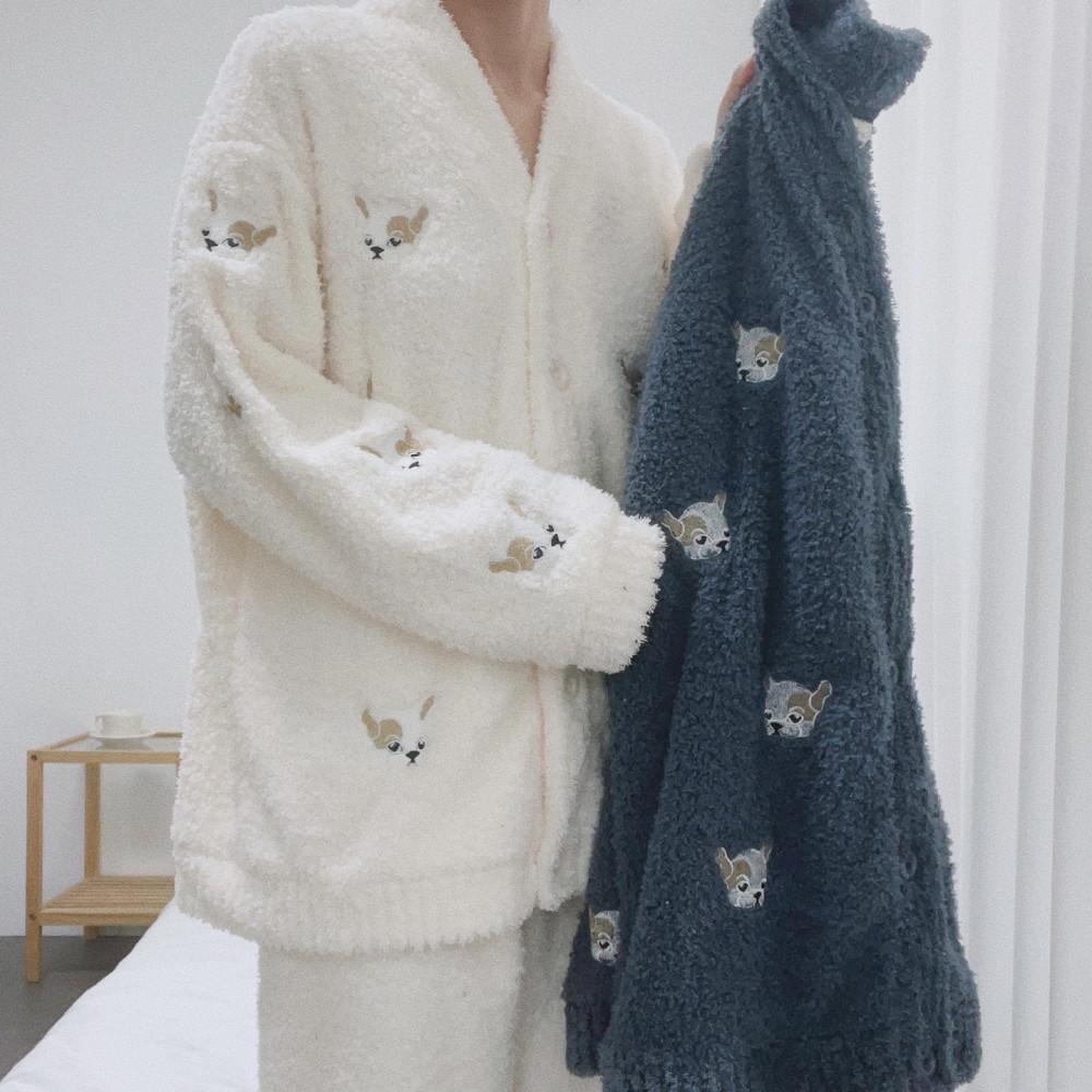 수면잠옷 커플 불독 가디건 크리스마스 잠옷 파자마 겨울