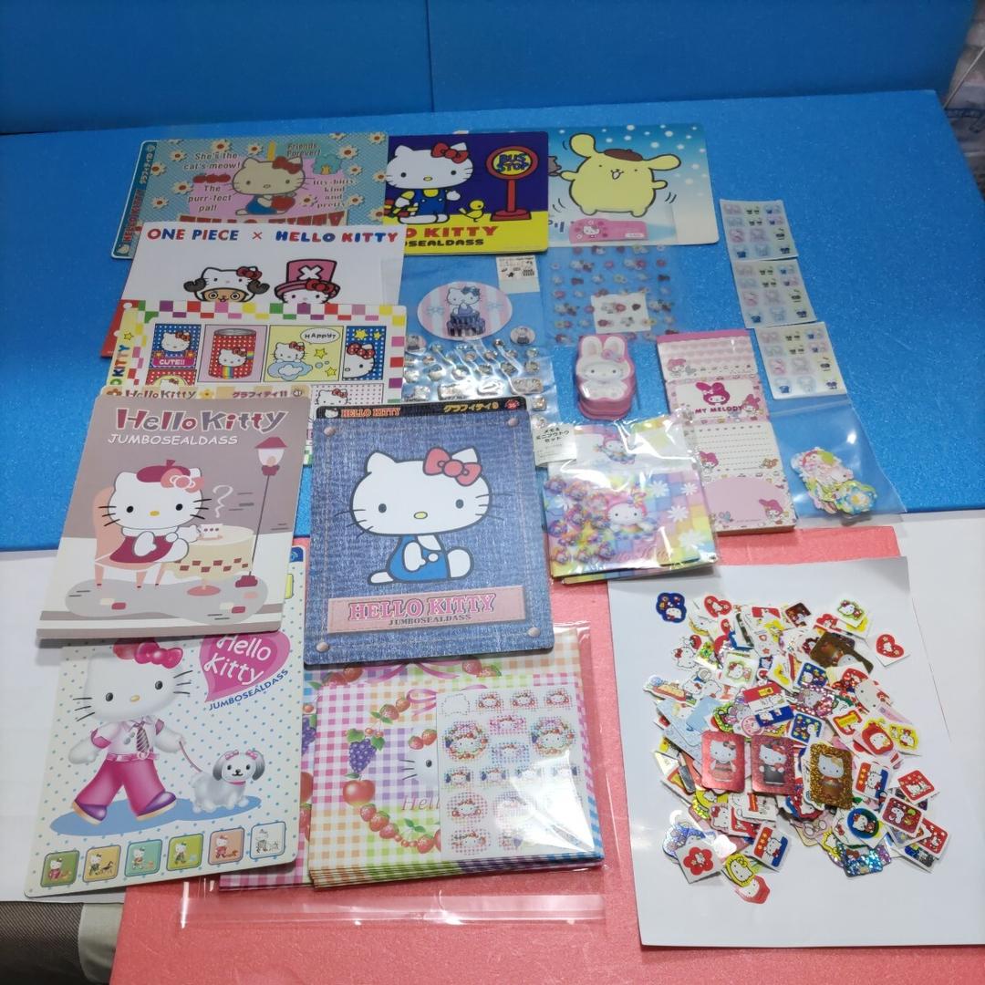 ハローキティ サンリオグッズ(バラシール ジャンボシール ONE PIECEとのコラボシール シール レターセット ミニメモ)おまけのシール