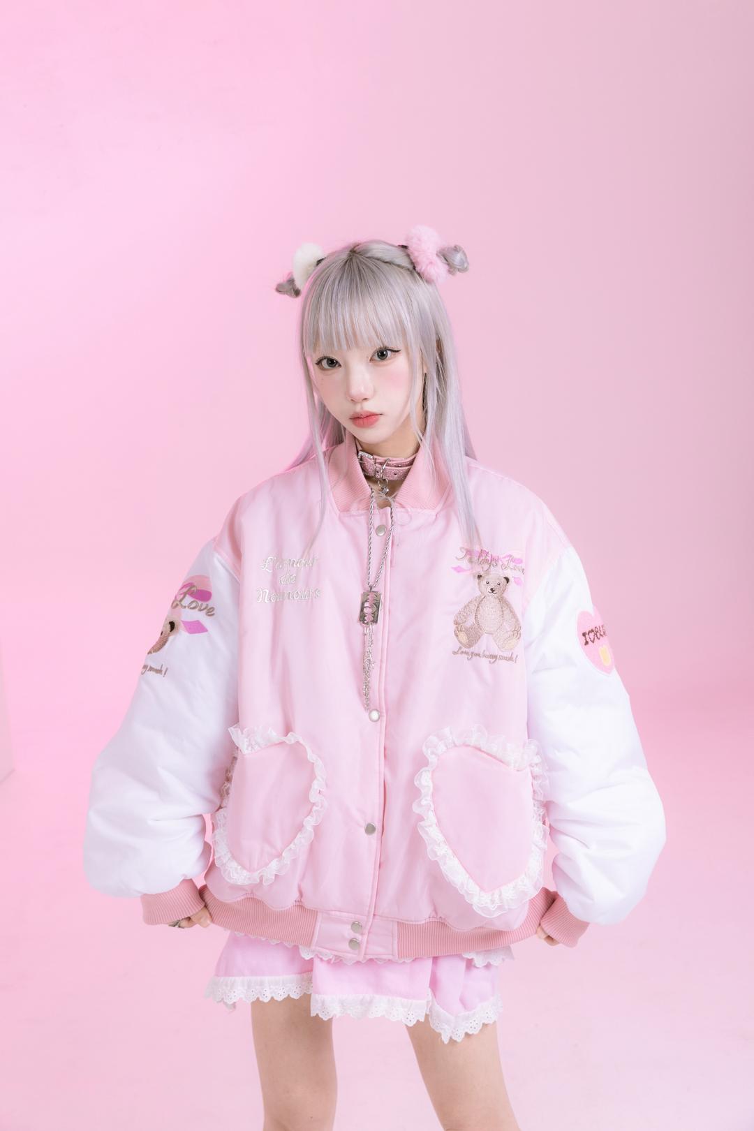 Teddy's Heart Varsity Jumper ( Pink )