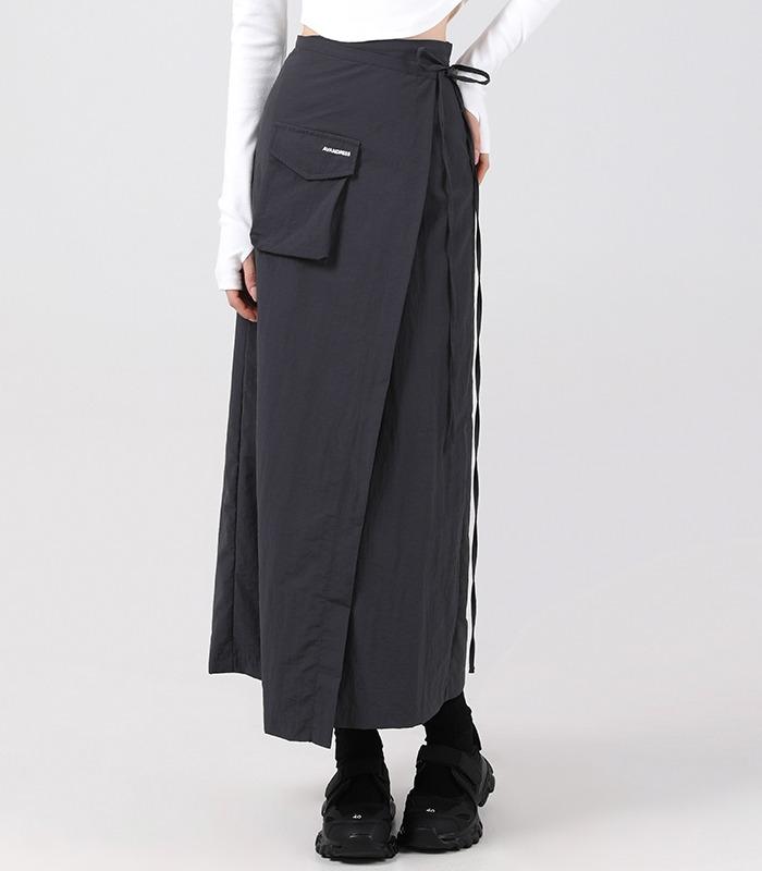 Greta Pocket Wrap Skirt CHARCOAL