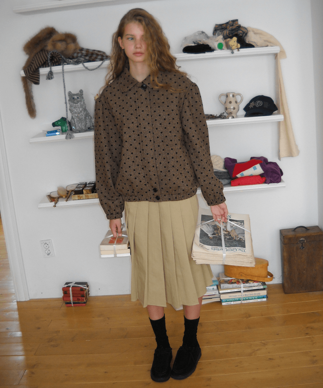 Dotted Herringbone Jacket, Brown