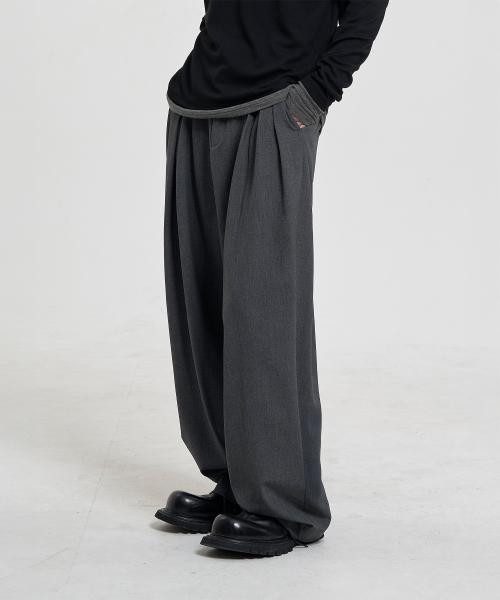 MAD PLEATS WIDE TROUSERS (CHARCOAL)
