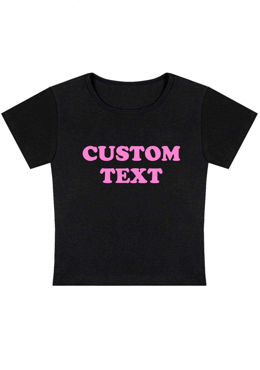 Custom Personalized Text Y2K Baby Tee - Black / S