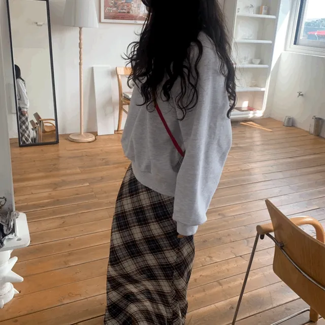 블룸 check skirt