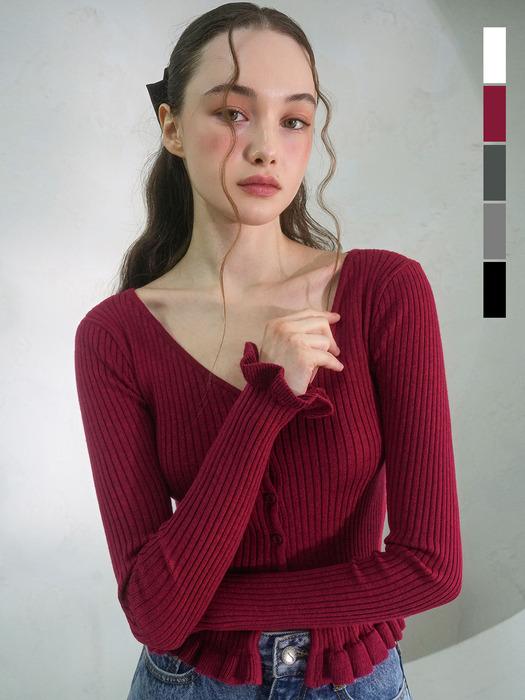 Aube Prill V-neck Cardigan - 5COL