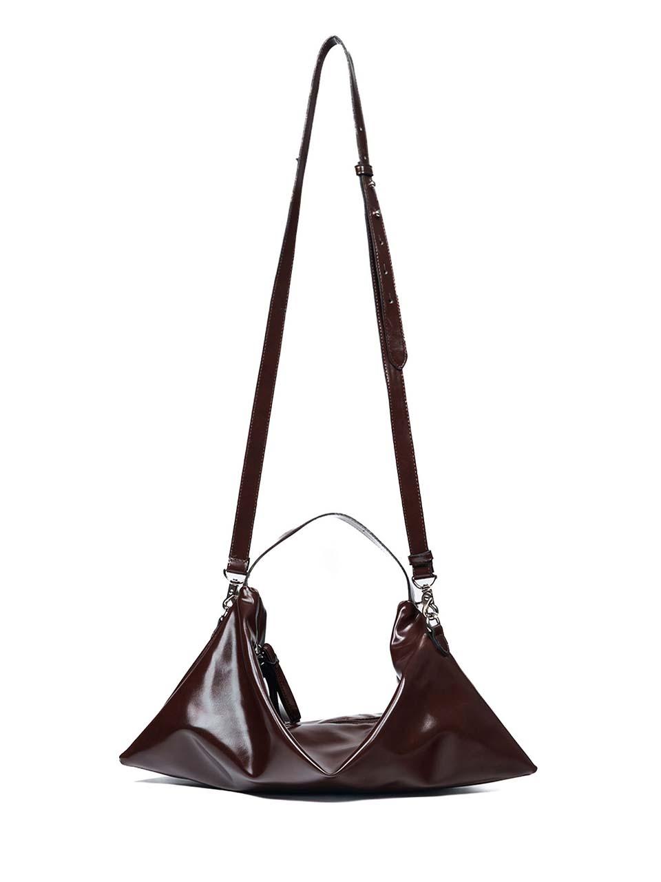 스몰 레더 보트백 - 브라운