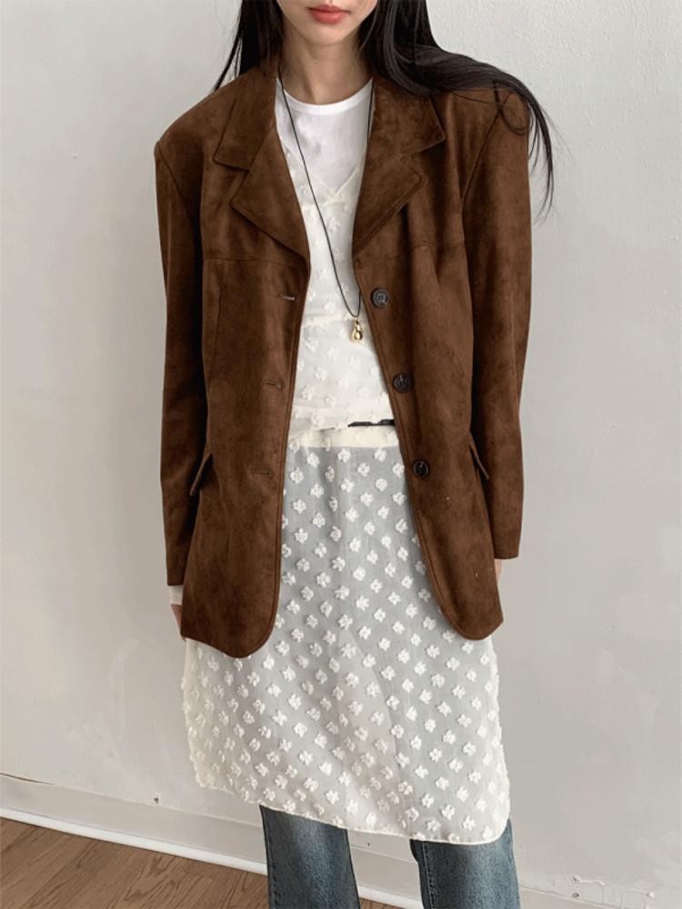 클래식 딥 브라운 스웨이드 자켓