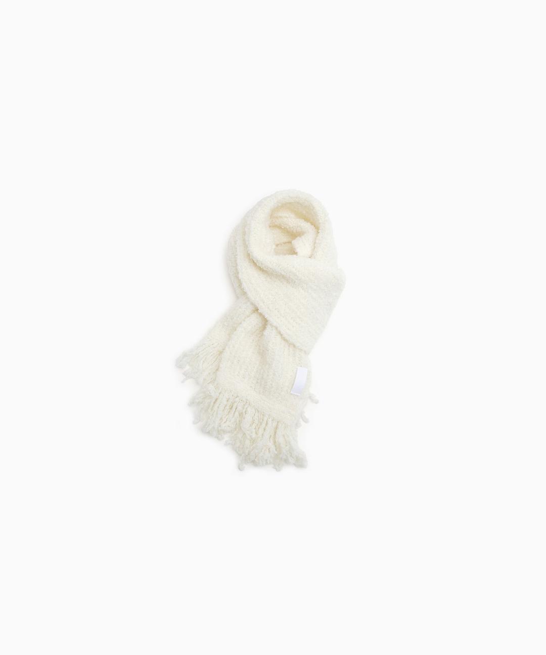 HUGE TASSEL MUFFLER / MOHAIR BOUCLE / CREAM