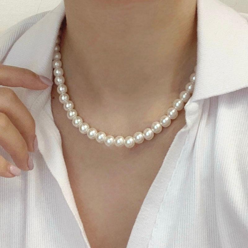 [무배] 볼드 베이직 진주 레이어드 목걸이