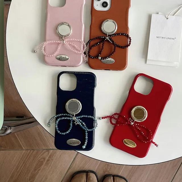 유니크 리본 구슬 스마트톡 키링 아이폰 가죽케이스 4컬러