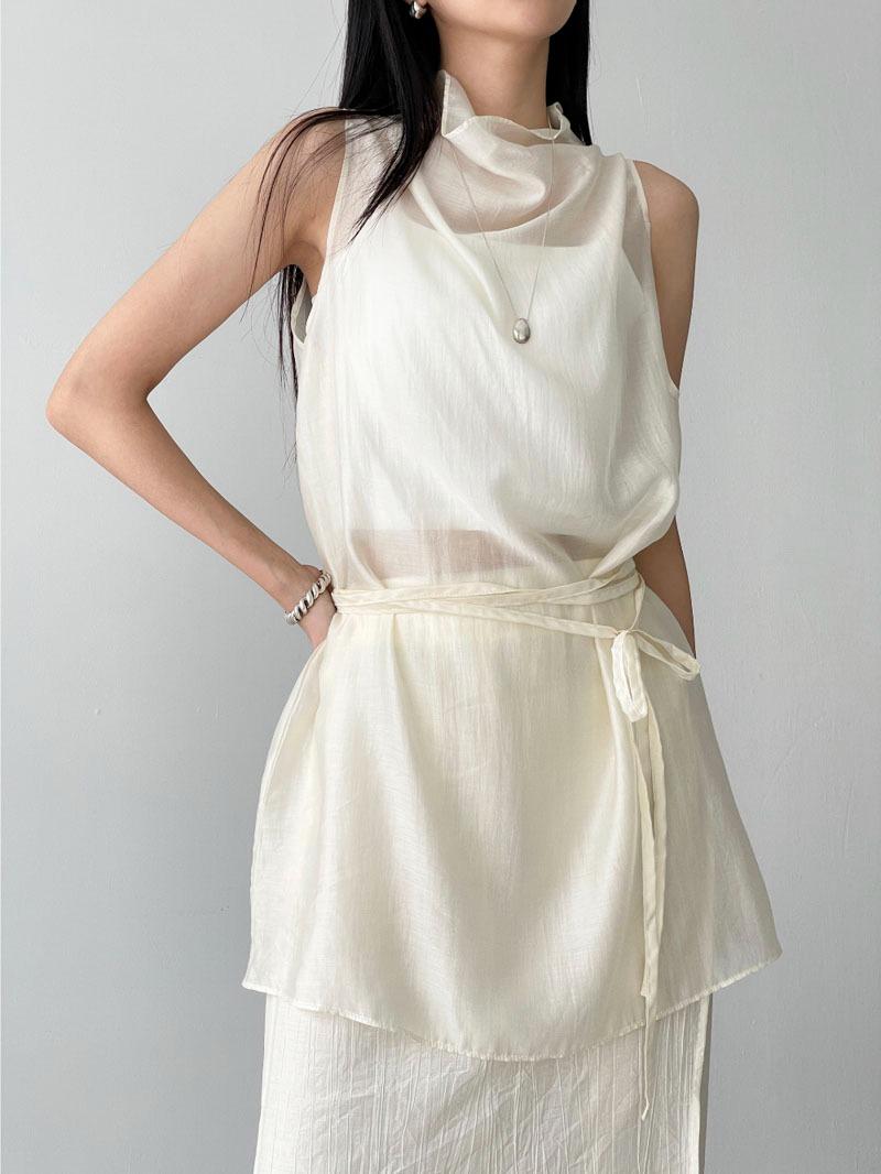 button cowl neck dress (3color)