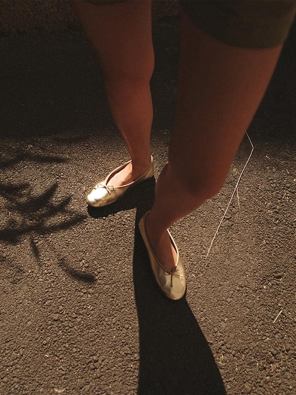 METALIC BALLET FLATS, GOLD