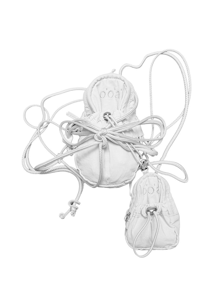 우화 DOUBLE POCKET STRING CROSS BAG WHITE