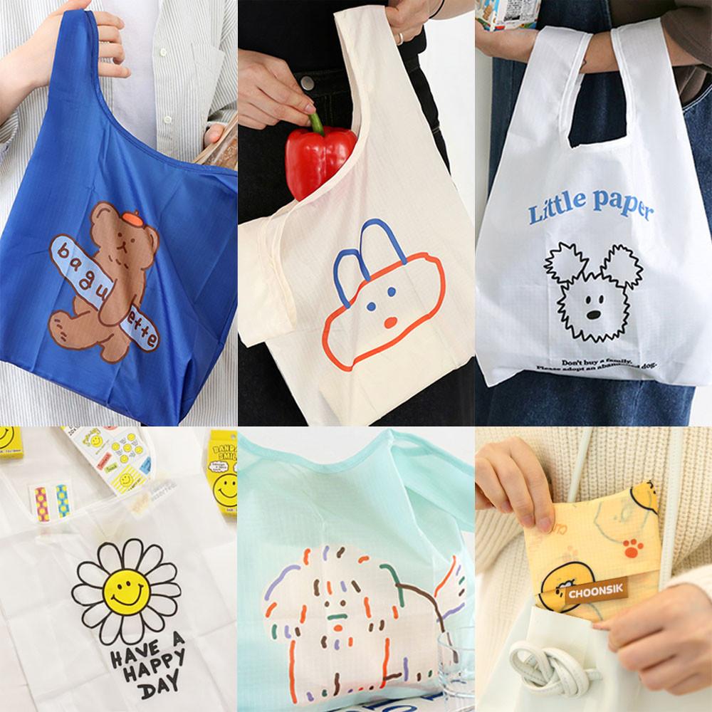 장바구니 시장가방 에코백 귀여운 포켓 바쿠 마켓백