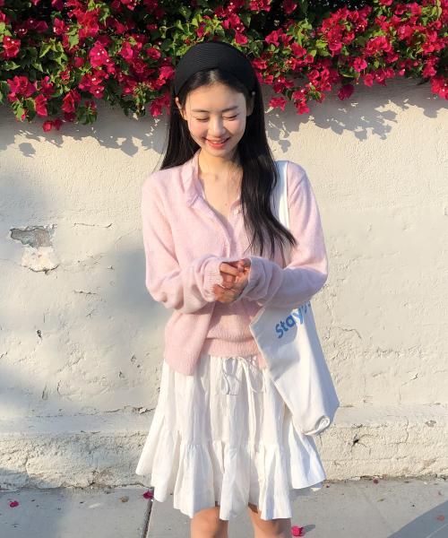 스프링 소프트 가디건 세트_베이비핑크