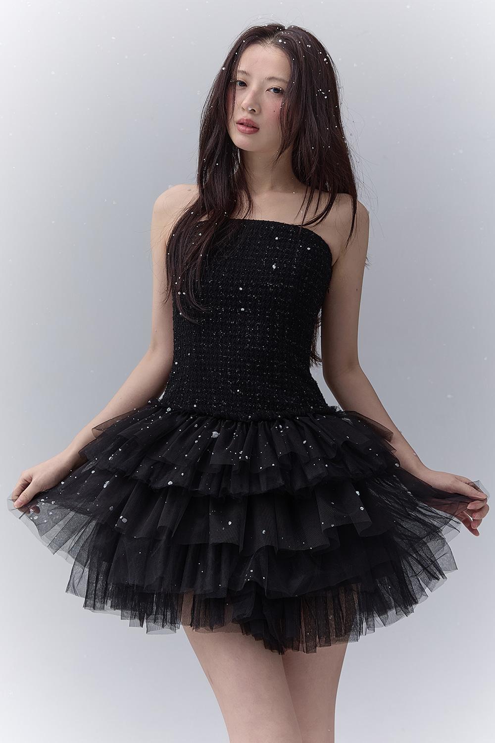 [Exclusive] ROMANTIC TWEED SHA MINI DRESS_TT5W606BK