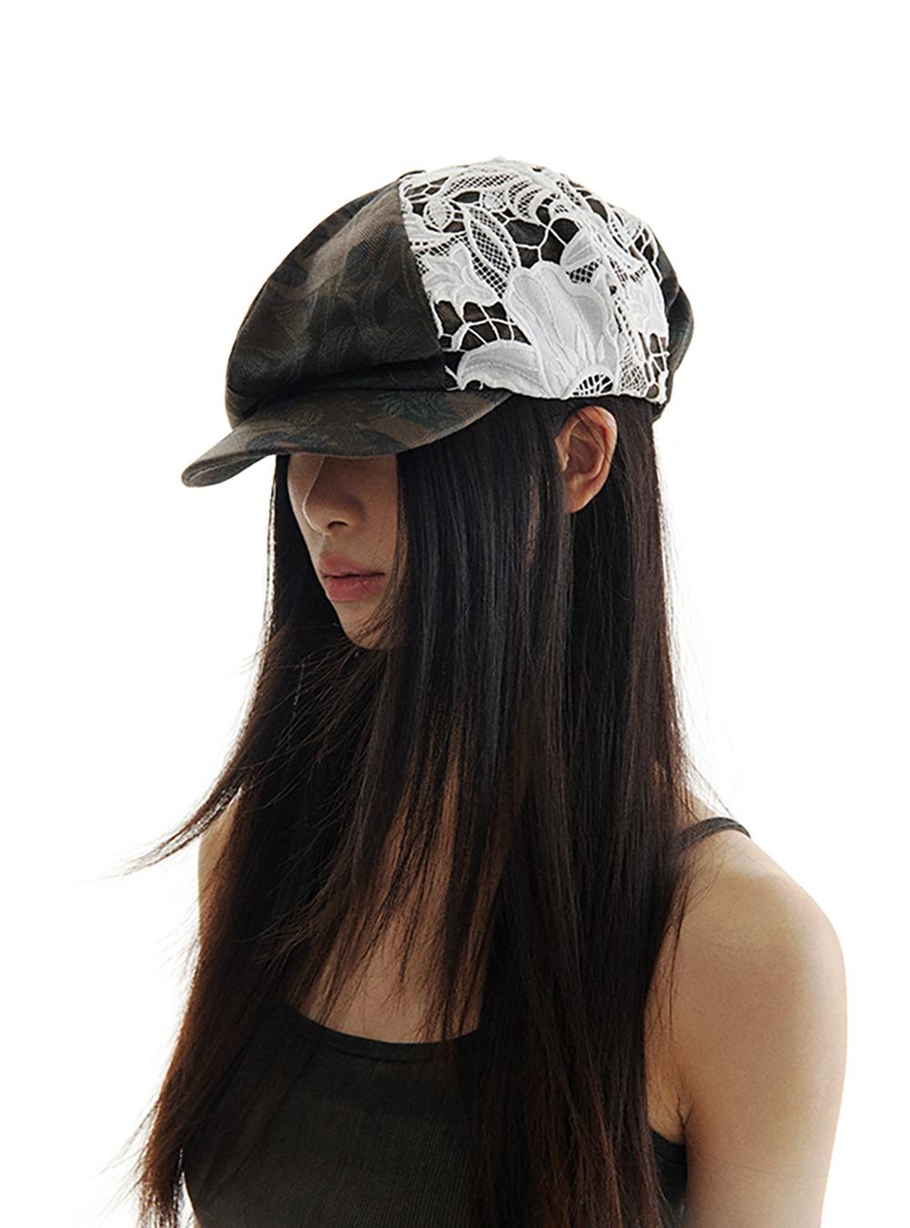 [conp] vintage camo lace beret