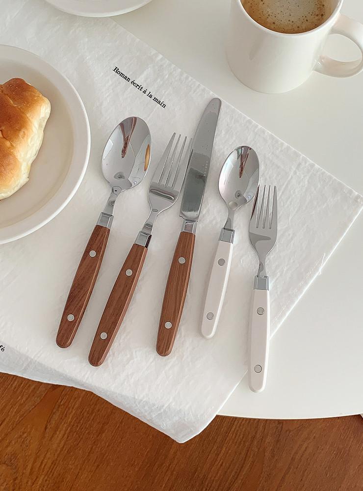 [루키코마니] Annova 아노바 레트로 양식기 디저트 스푼 포크 커트러리 2color